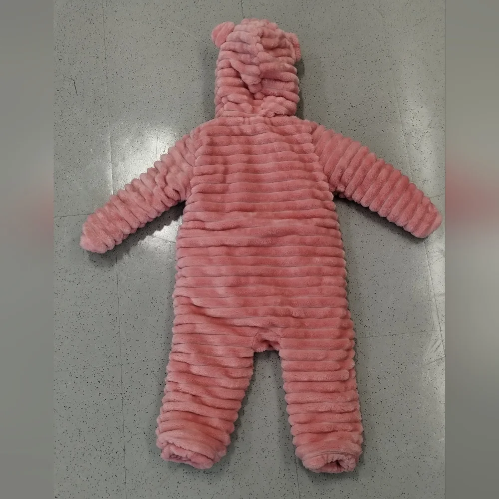 Koala Baby 1-Piece Plush Hooded Pram Suit Fleece Jumper, Pink 12-18 M - Picture 3 of 11